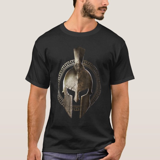 Spartan Helmet Warrior Gladiator Workout Sparta Gr T-Shirt (Front)