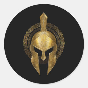 Spartan Helmet Warrior Gold Gladiator Sparta Greek Classic Round Sticker