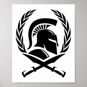 Spartan Helmet Wreath and Sword Poster