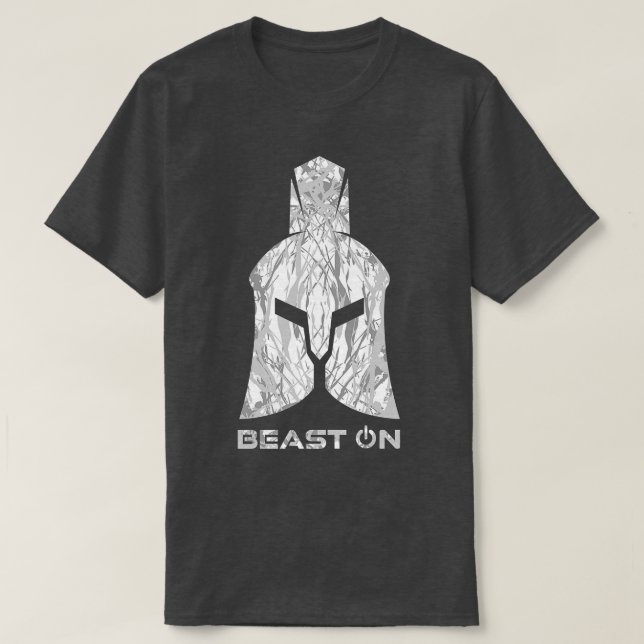 Spartan HelmetBeast OnGym Motivation Fitness Sayin T-Shirt (Design Front)