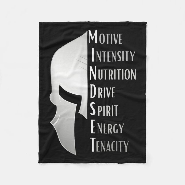 Spartan Mindset Motivational Insrational Quote Gra Fleece Blanket (Front)