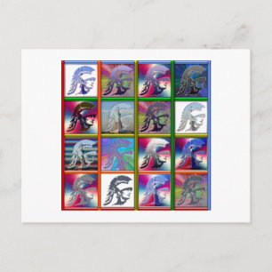 Spartan Solider Collage with Statue of Liberty Postcard