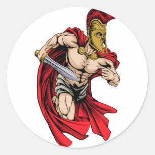Spartan sports mascot classic round sticker