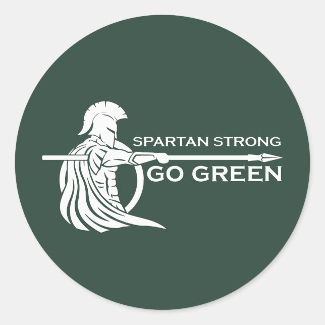 Spartan Strong Go Green Spartan Warriors Classic Round Sticker (Front)