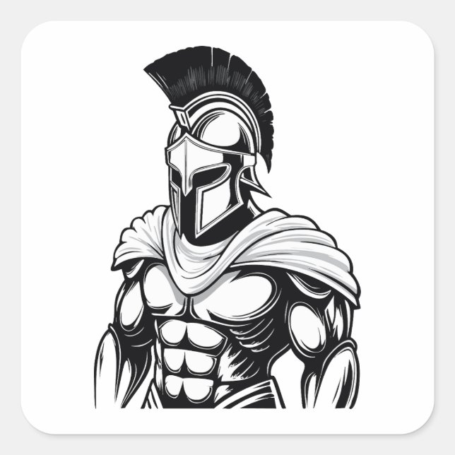 Spartan warrior square sticker (Front)