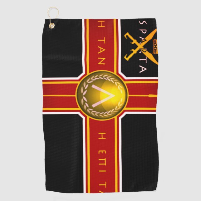 Spartans Battle Flaf Golf Towel (Front)