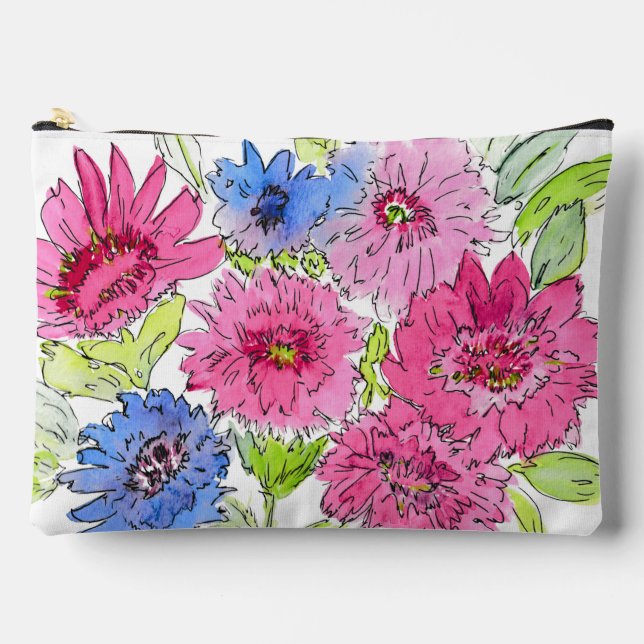 Spashes Bachelor Button Blooms Make-up Bag (Front)