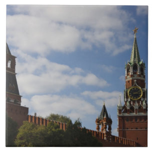 Spasskaya Tower in Red Square, Moscow, Russia Tile