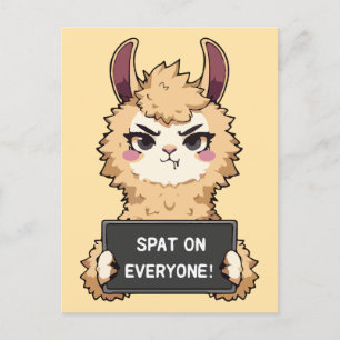 Spat on everyone! funny llama holiday postcard
