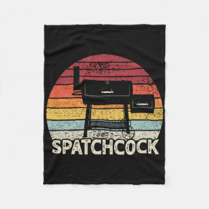 Spatch Chicken Retro Bbq Smoker Grill For Grilling Fleece Blanket