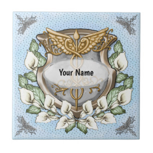 Spath lily shield caduceus ceramic tile