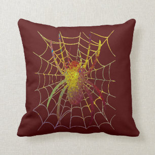 Spatter art spider cushion