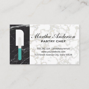 Spatula   Gold White Marble   Black Marble Business Card