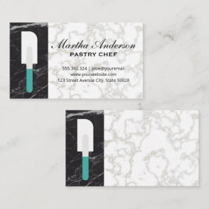 Spatula Gold White Marble Black Marble Business Card