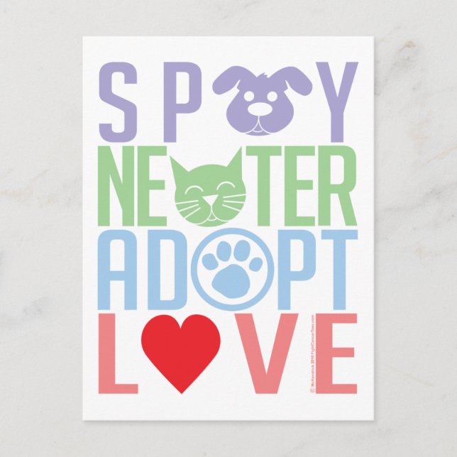 Spay Neuter Adopt Love 2 Postcard (Front)