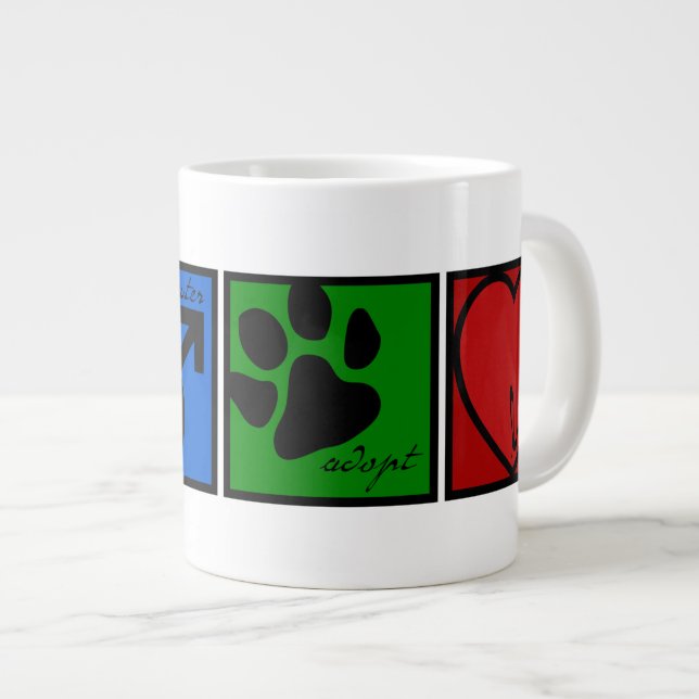 Spay-Neuter-Adopt-Love Large Coffee Mug (Front Right)