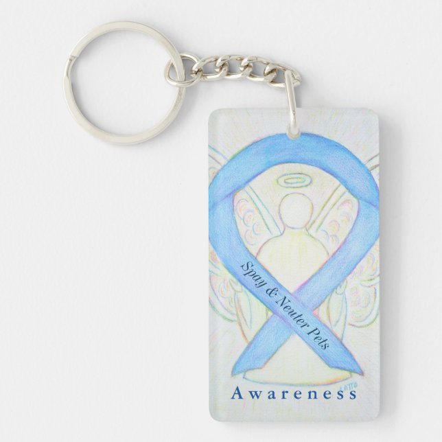 Spay & Neuter Pets Angel Awareness Ribbon Keychain (Front)