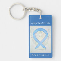 Spay/Neuter Pets Awareness Ribbon Angel Keychain