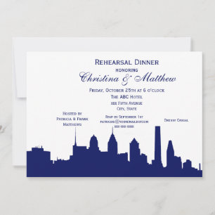 Spc Philadelphia Navy Skyline Silhouette Invitation