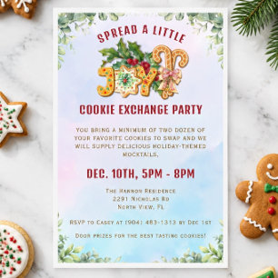 Spead Joy Gingerbread Design Cookie Exchange Party Invitation