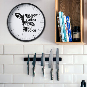 Speak for Those Who Have No Voice, Vegan Wall  Clock