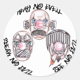 speak hear see no evil classic round sticker