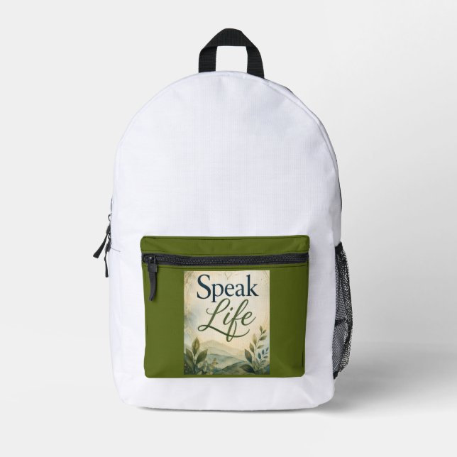 Speak Life Printed Backpack (Front)