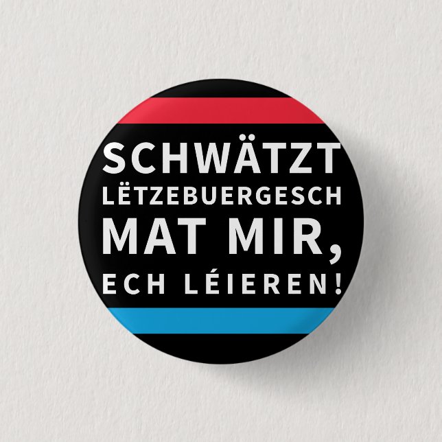 Speak Luxembourgish Black Button (Front)