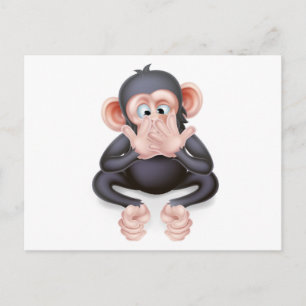 Speak No Evil Cartoon Monkey Postcard