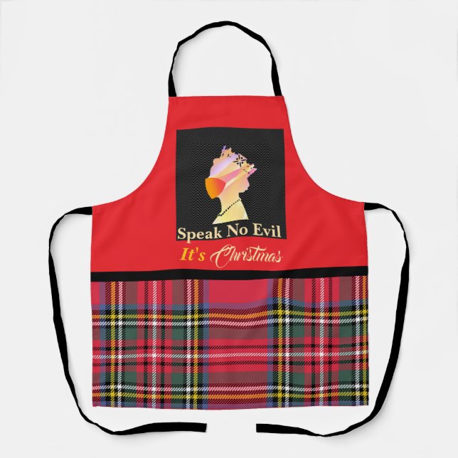 Speak No Evil - It's Christmas Red Plaid  Apron (Front)
