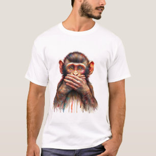 Speak No Evil Monkey Art T-Shirt