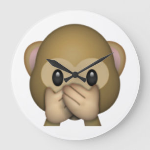 Speak No Evil Monkey - Emoji Large Clock