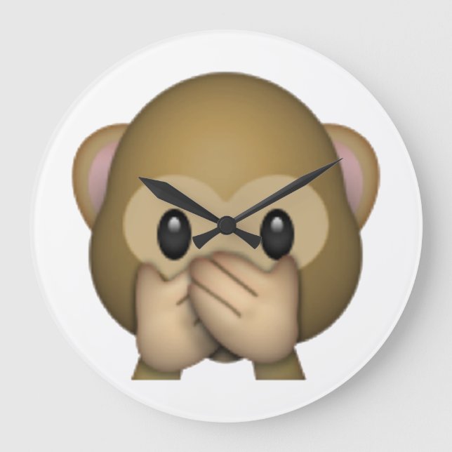 Speak No Evil Monkey - Emoji Large Clock (Front)