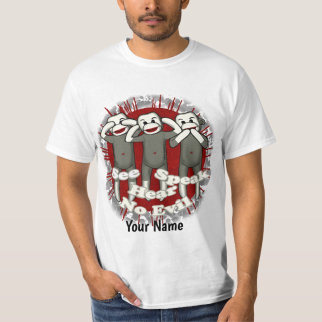 Speak No Evil Sock Monkeys custom t-shirt (Front)