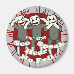 Speak No Evil Sock Monkeys magnet
