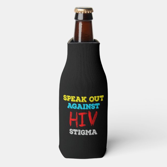 Speak Out Against HIV Stigma - AIDS Awareness Bottle Cooler (Bottle Front)