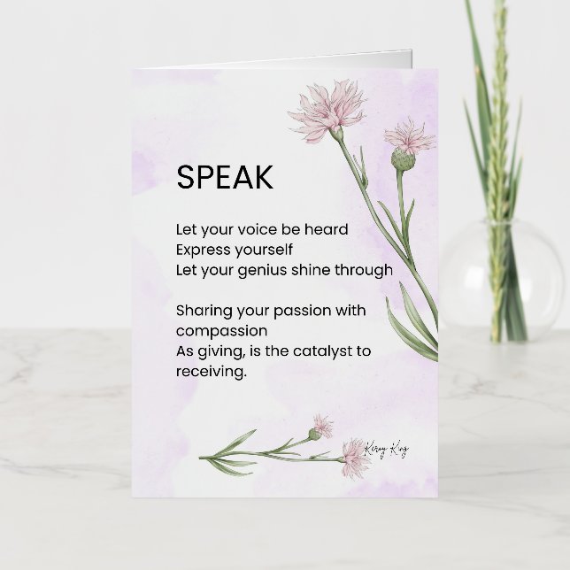 Speak - Self Love Empowerment Poem Foil Greeting Card (Front)