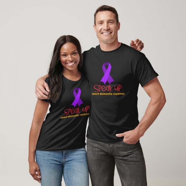 Speak Up About Domestic Violence. Purple Ribbon T-Shirt (Unisex)