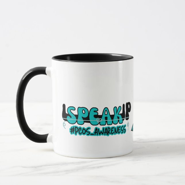 Speak Up PCOS Polycystic Ovary Syndrome Awareness Mug (Left)