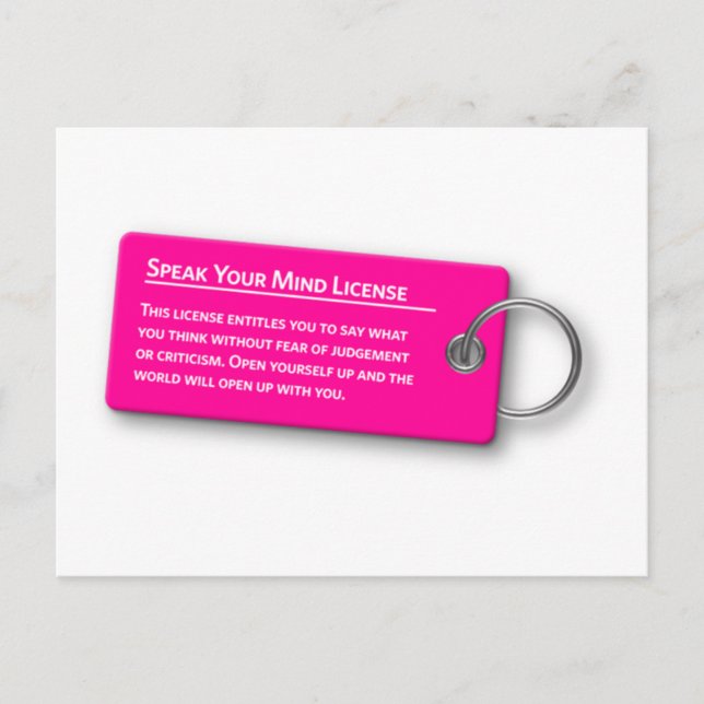 Speak Your Mind License Postcard (Front)