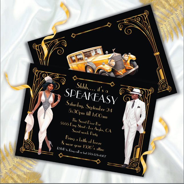 Speakeasy Flapper Great Gatsby Harlem Nights Invitation (Creator Uploaded)