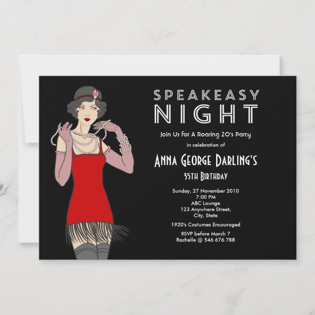 Speakeasy Night Party Roaring 20's Invitation (Front)