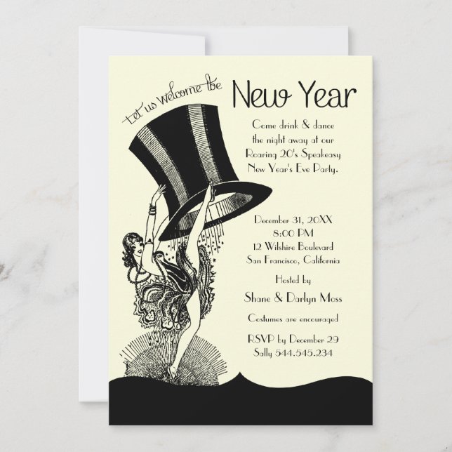 Speakeasy Roaring 20's New Year's Eve Party Invitation (Front)