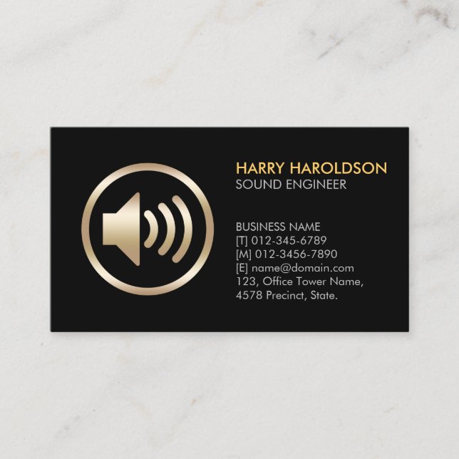 Speaker Sound Icon Sound Engineer Business Card (Front)