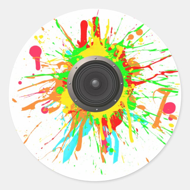 Speaker Splatter - DJ Music Disc Jockey Audio Classic Round Sticker (Front)