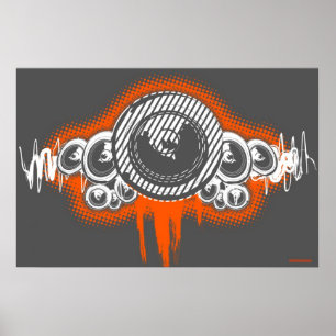 Speaker Waves Music Poster DJ Disk Jockey graffiti