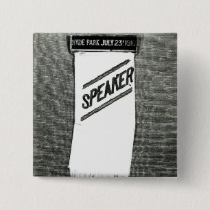 Speaker's badge for the Suffragette meeting