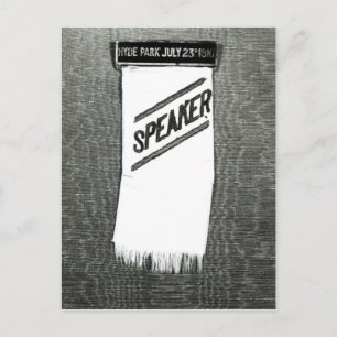Speaker's badge for the Suffragette meeting Postcard
