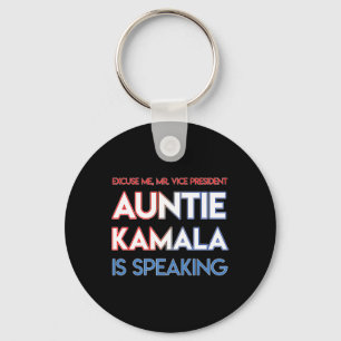 Speaking Kamala Harris Auntie Black Indian America Key Ring