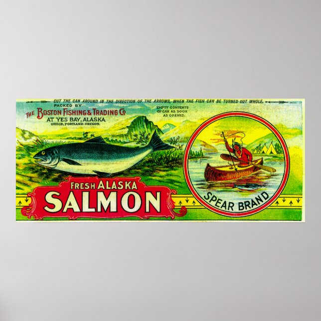 Spear Salmon Can LabelYes Bay, AK Poster (Front)